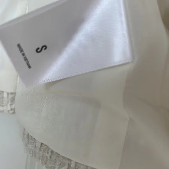 Express Cream Plaid Tweed Blazer with Gold Buttons - Picture 3 of 3